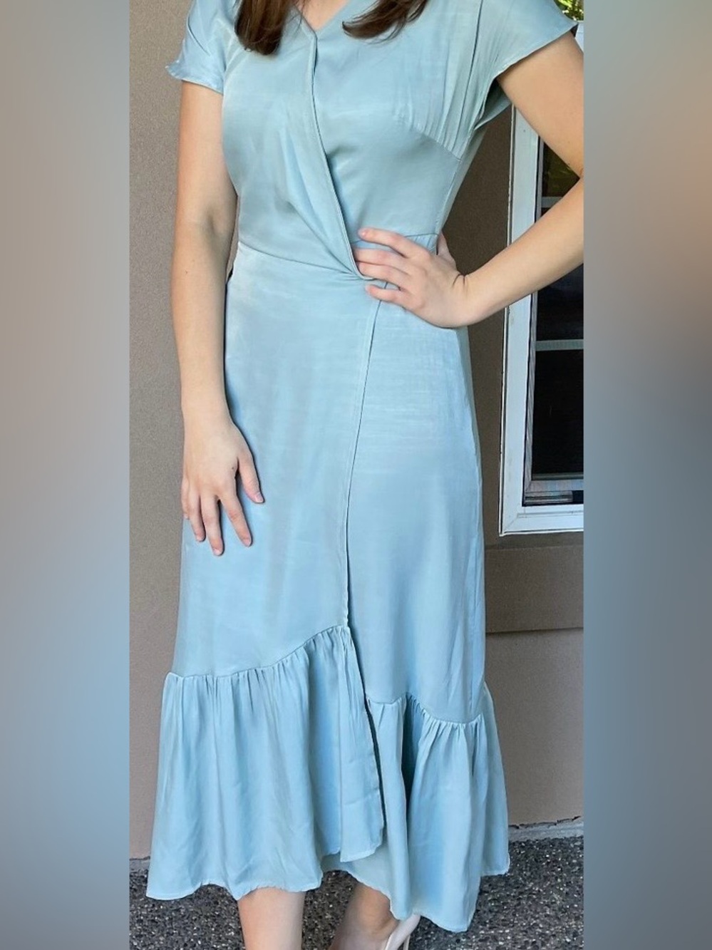 Elegant Blue Wrap Dress